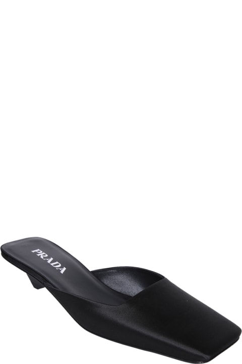 Sandals for Women Prada Satin Black Sabot