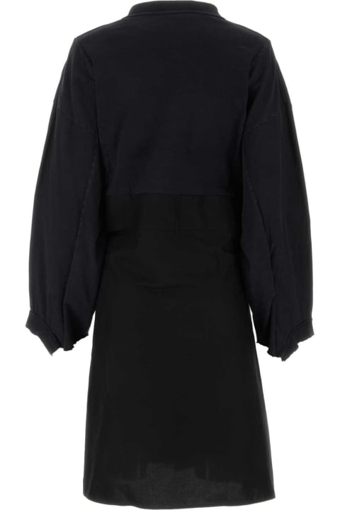 Balenciaga Women Balenciaga Black Cotton And Poplin Oversize Dress