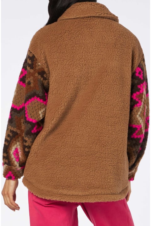 Homeware MC2 Saint Barth Woman Sherpa Overshirt With Ethnic Print