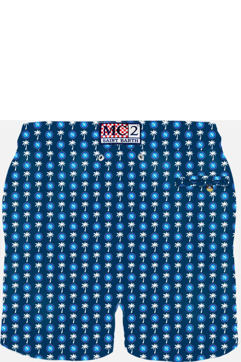 MC2 Saint Barth Swimwear for Men MC2 Saint Barth Man Light Fabric Swim Shorts With Napoli Logo Print | Ssc Napoli Special Edition