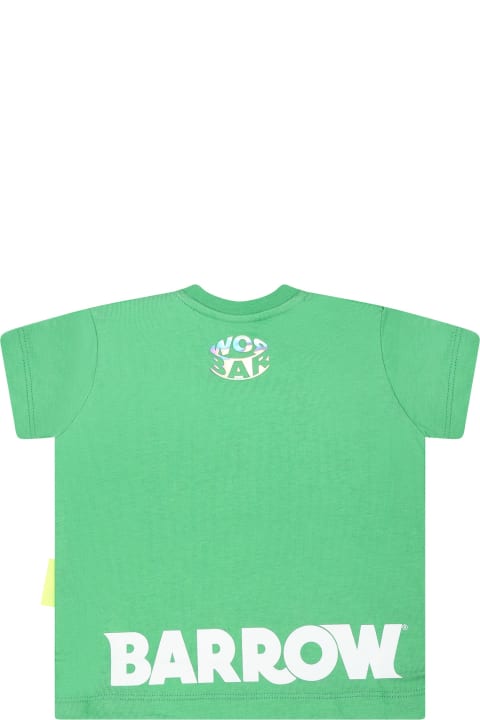 Barrow T-Shirts & Polo Shirts for Baby Girls Barrow Green T-shirt For Babykids With Smiley