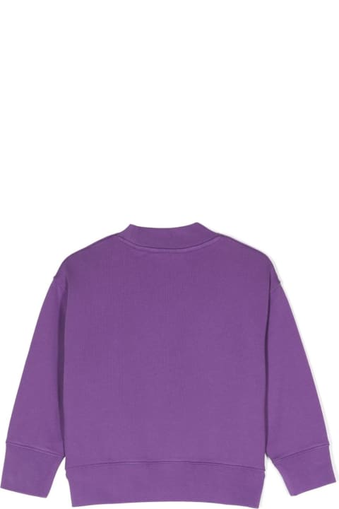 Fashion for Boys Palm Angels Purple Crew Neck Sweatshirt With Curved Logo