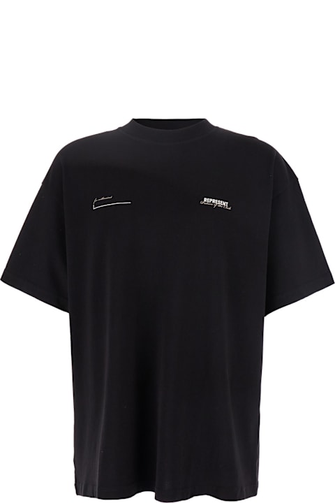 Homeware REPRESENT 
patron Of The Club
 Black Crewneck T-shirt With Front And Back Logo Print In Cotton Man