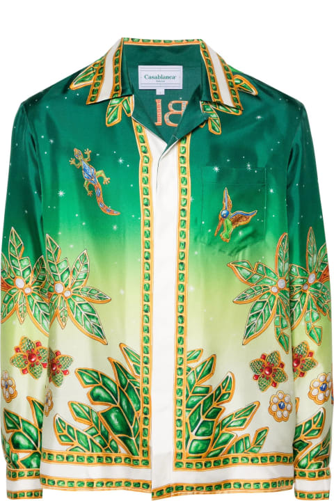 Casablanca Clothing for Men Casablanca 'joyaux D'afrique' Green Silk Shirt