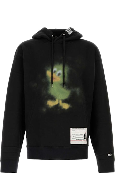 Mihara Yasuhiro سترات صوف وبدل رياضية لـ القسم الرجالي Mihara Yasuhiro Black Cotton Oversize Sweatshirt