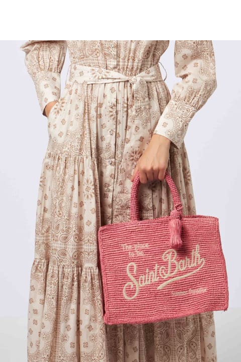 Homeware MC2 Saint Barth Pink Colette Raffia Handbag With Embroidery