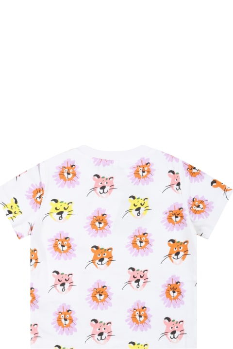 Topwear for Baby Girls Stella McCartney Kids White T-shirt For Baby Girl With Animals