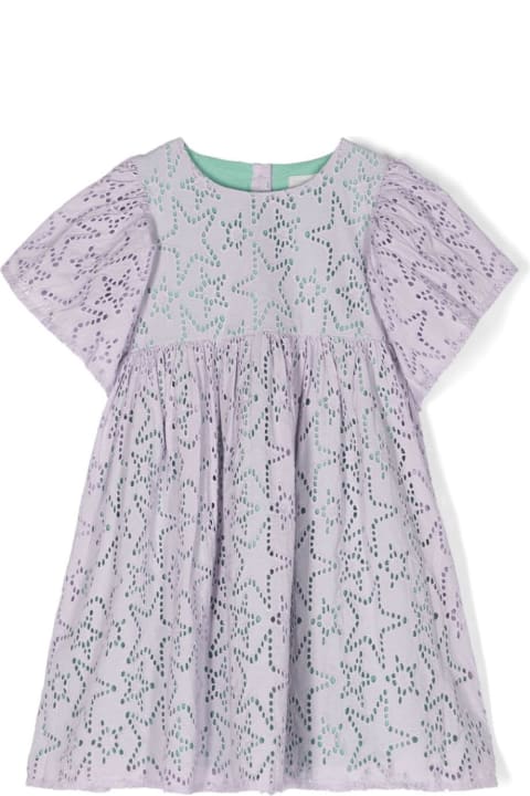 Stella McCartney Kids Stella McCartney Kids Purple Angel Sleeve Dress In Sangallo Star Lace