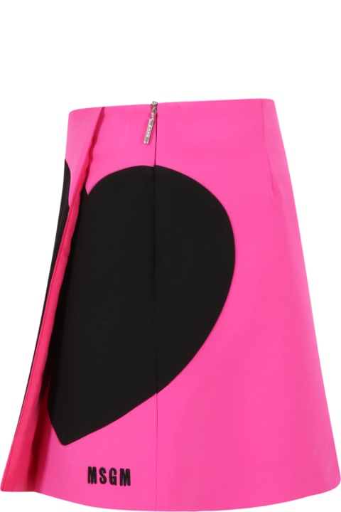 Bottoms for Girls MSGM Fuchsia Skirt For Girl With Logo And Heart