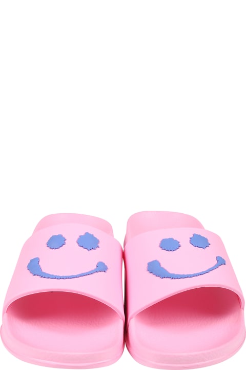 ガールズ Moloのシューズ Molo Pink Slippers For Girl With Smiley
