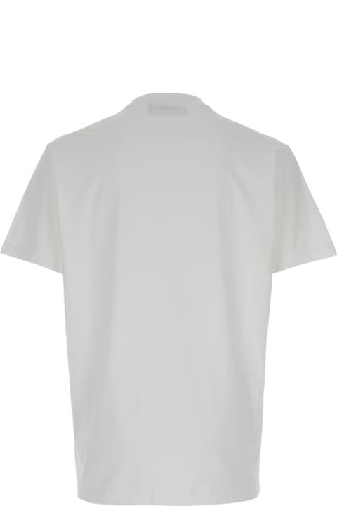 Dsquared2 for Men Dsquared2 White Crewneck T-shirt With Dripping Logo Print In Cotton Man