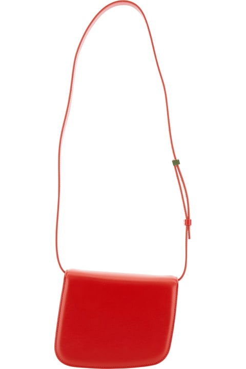Ferragamo 'oyster' Red Asymmetric Crossbody Bag With Logo