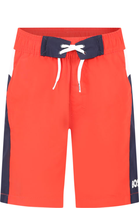 Swimwear for Boys Hugo Boss Red Swim Boxer For Boy With Logo