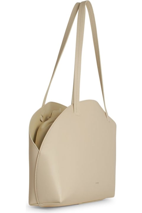 Jil Sander Shoulder Bags for Women Jil Sander 'curve Media' White Leather Crossbody Bag