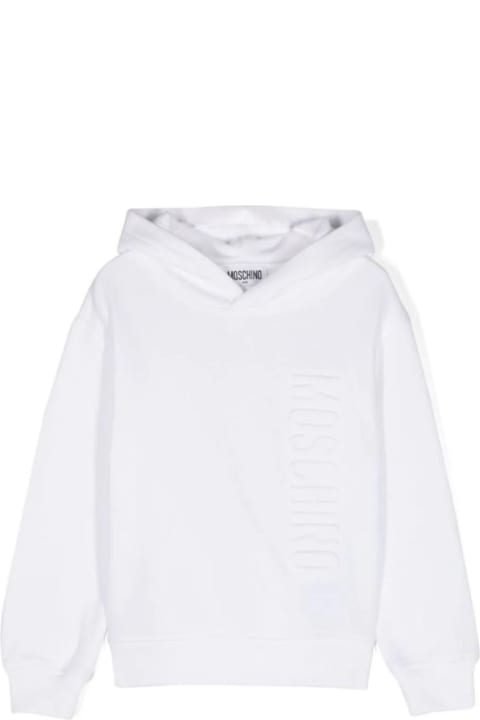 Homeware Moschino White Hoodie With Tonal Logo Lettering In Cotton Boy