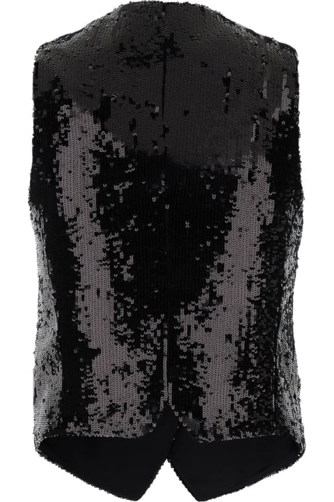 PT01 Clothing for Women PT01 Black Sequins Vest In Techno Fabric Woman