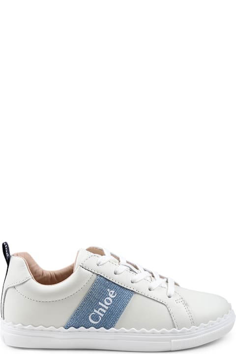 Chloé Shoes for Girls Chloé Ivory Sneakers For Girl With Logo
