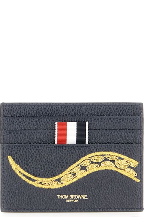 Thom Browne for Men Thom Browne Navy Blue Leather Card Holder