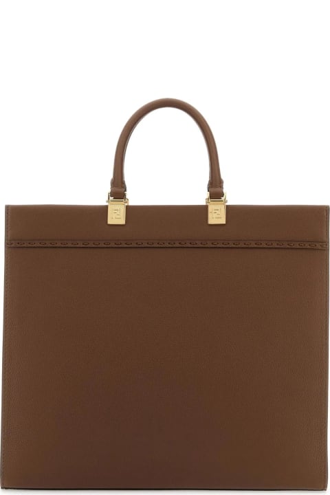 Fendi Brown Leather Medium Sunshine Shopping Bag | italist