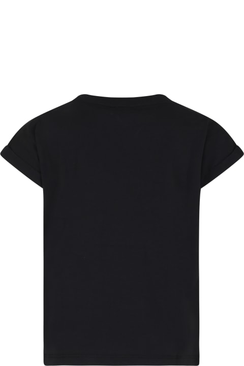DKNY for Kids DKNY Black T-shirt For Girl With Logo And Studs