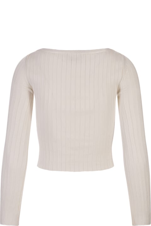 Sweaters for Women Marni White Ribbed Knit Short Cardigan