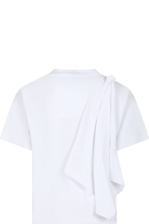 Caroline Bosmans for Girls Caroline Bosmans White T-shirt For Girls With Ruffle