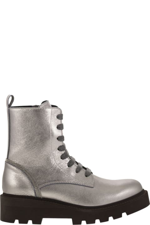 Brunello Cucinelli Shoes for Girls Brunello Cucinelli Leather Boot Embellished With Jewellery