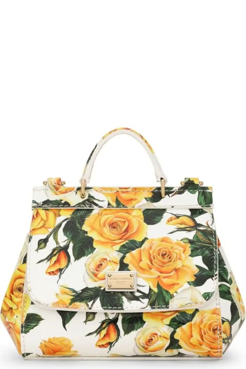 ウィメンズ新着アイテム Dolce & Gabbana Sicily Mini Hand Bag With Yellow Rose Print