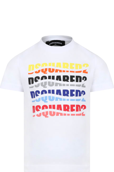 Dsquared2 T-Shirts & Polo Shirts for Boys Dsquared2 White T-shirt For Boy With Logo