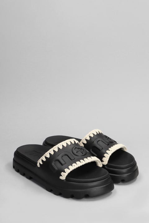 Sandals for Women Mou Eva Onepiece Flats In Black Rubber/plasic