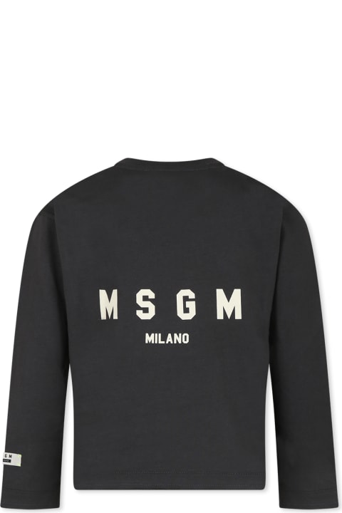 MSGM T-Shirts & Polo Shirts for Boys MSGM Black T-shirt For Kids With Logo