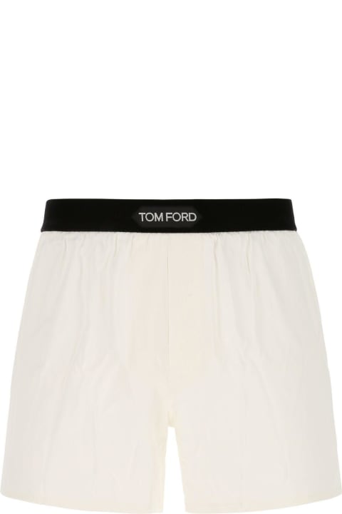Tom Ford Underwear for Men Tom Ford Ivory Stretch Silk Boxer