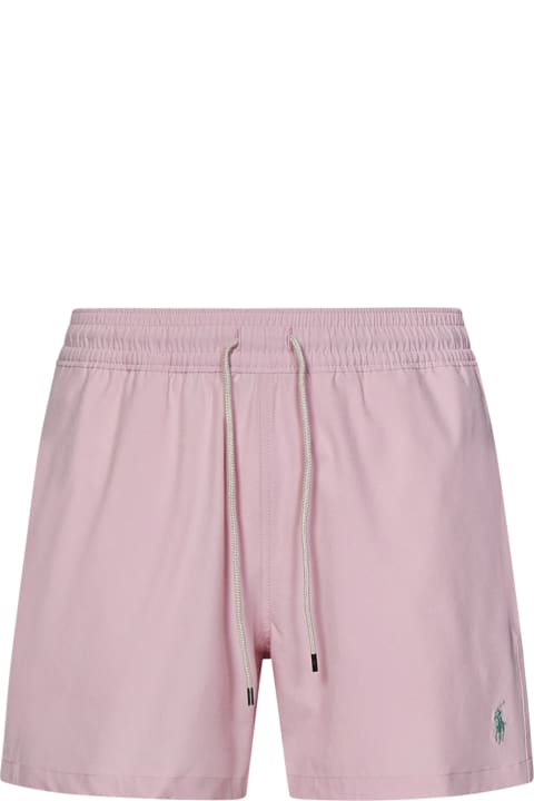 Polo Ralph Lauren Swimwear for Men Polo Ralph Lauren Pink Stretch Polyester Swimming Shorts