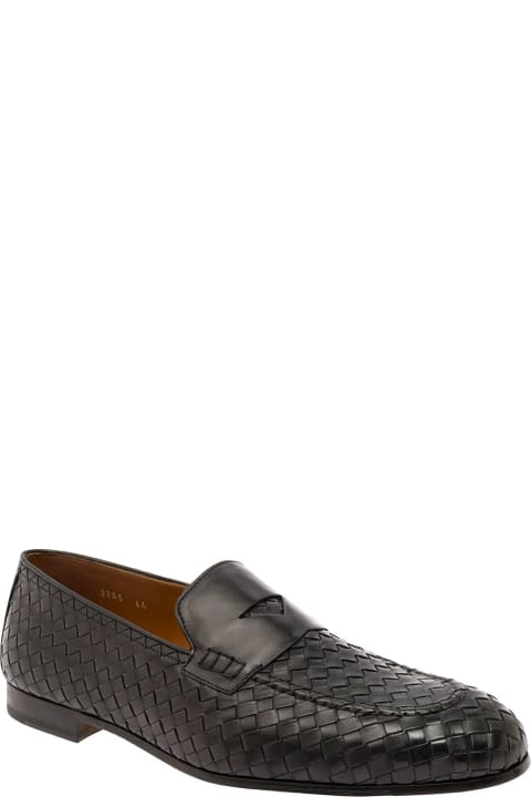 Fashion for Men Doucal's Black Pull On Loafers In Woven Leather Man