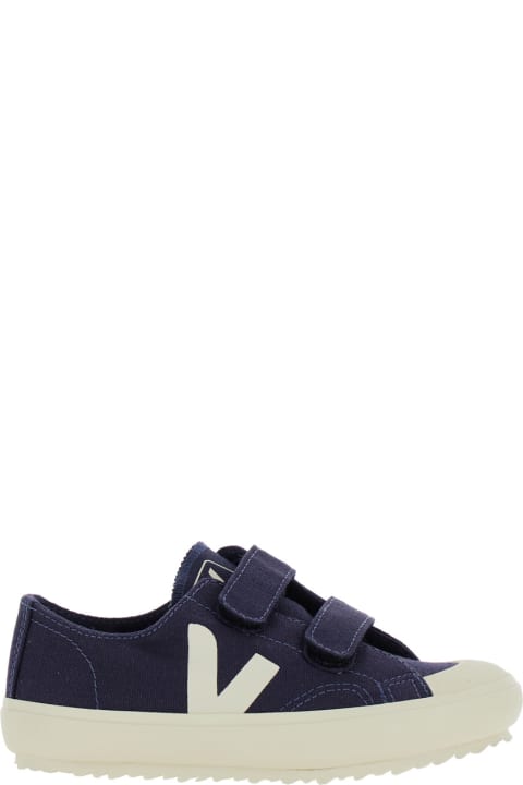 Shoes for Boys Veja Blue Low Top Sneakers With Velcro Straps In Canvas Boy