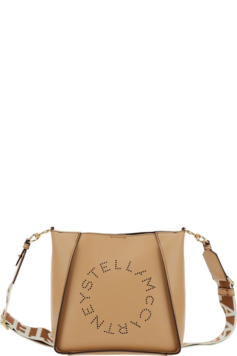Homeware Stella McCartney Beige Crossbody Bag With Maxi Logo Lettering On The Front And Shoulder Strap With Logo Lettering In Ecoleather Woman