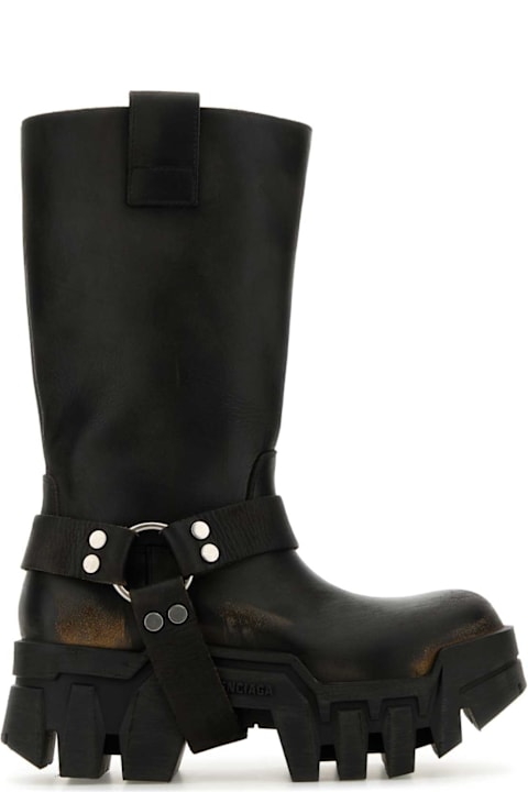 Fashion for Women Balenciaga Black Leather Bulldozer Boots