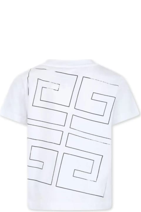 ملابس علوية لـ أولاد Givenchy White Crewneck T-shirt With 4g Logo Print In Cotton Boy