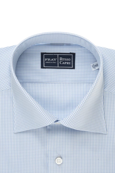 メンズ Frayのシャツ Fray Regular Fit Shirt With Light Blue Micro Checks