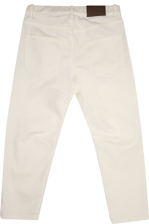 Brunello Cucinelli Sale for Kids Brunello Cucinelli Five-pocket Trousers In Light Dyed Cotton Comfort Denim With Rips