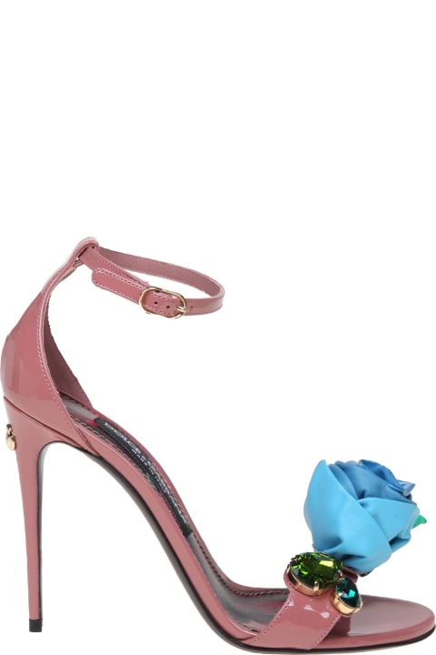 Dolce & Gabbana Shoes for Women Dolce & Gabbana Kiera Patent Sandal With Applied Flower