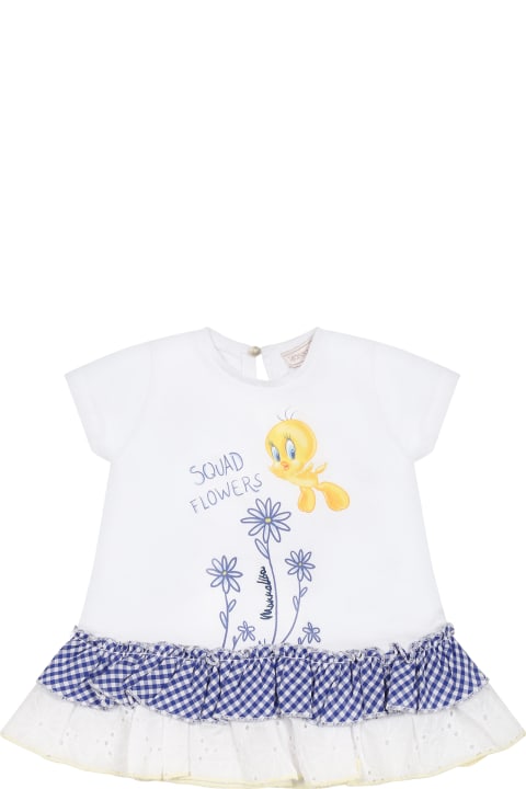 Monnalisa for Kids Monnalisa White T-shirt For Baby Girl With Tweety Print And Logo