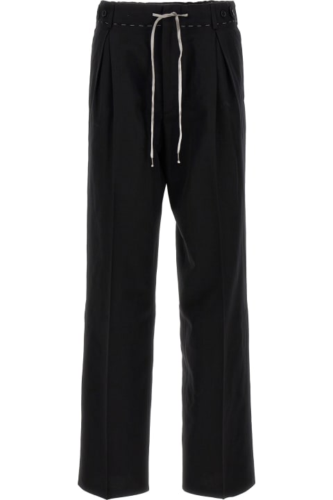 Drawstring Pants With Front Pleats