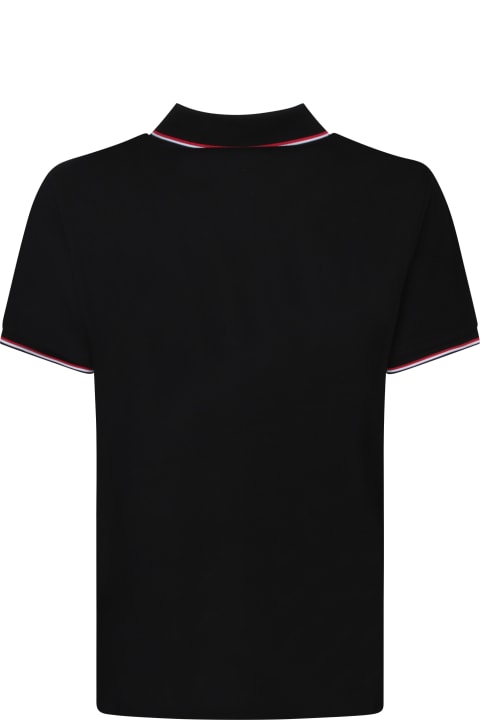 Moncler Topwear for Men Moncler Black Short-sleeved Polo With Embroidered Logo