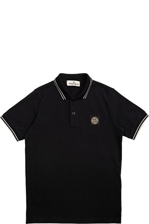 Stone Island Junior لـ Kids Stone Island Junior Compass-patch Short Sleeved Polo Shirt