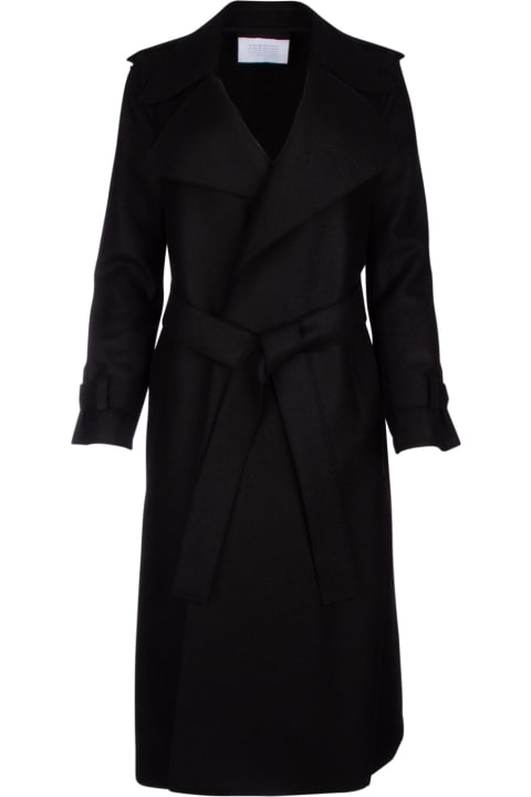 Harris Wharf London Coats & Jackets for Women Harris Wharf London Women Double Vent Trench Coat Light Pressed Wool