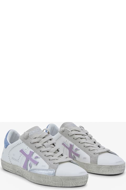 Premiata White And Purple Sneakers