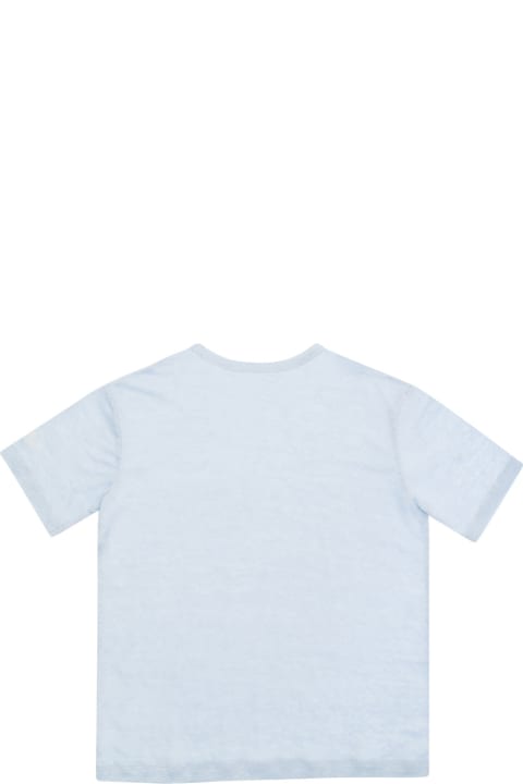Topwear for Baby Girls MC2 Saint Barth 'alex' Light Blue T-shirt With A Patch Pocket In Jersey Baby