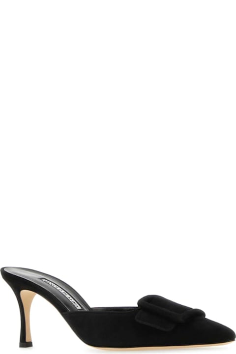 Manolo Blahnik أحذية لـ السيدات Manolo Blahnik Black Suede Maysale Mules