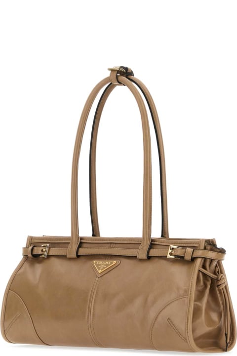 Bags for Women Prada Cappuccino Leather Shoulder Bag